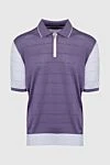 Cesare di Napoli Silk polo purple for men - Embossed pattern, contrasting sleeves and cuffs. 100% silk. Closure: Zipper. Country of manufacture: Italy. Care: specialized cleaning - photo 1