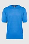 Cesare di Napoli Silk short sleeve jumper blue for men - Small pattern. Short sleeve. 100% silk. Country of manufacture: Italy. Care: specialized cleaning - photo 1