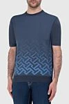 Cesare di Napoli Short sleeve silk jumper blue for men - Fantasy pattern. Short sleeve. 100% silk. Country of manufacture: Italy. Care: specialized cleaning - photo 3