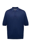 Cesare di Napoli Blue silk polo for men - Textured pattern. 100% silk. Closure: Zipper. Country of manufacture: Italy. Care: specialized cleaning - photo 1