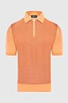 Cesare di Napoli Orange silk polo for men - Contrast cuffs and collar. 100% silk. Closure: Zipper. Country of manufacture: Italy. Care: specialized cleaning - photo 1