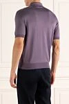 Silk polo purple for men Cesare di Napoli - Embossed pattern. 100% silk. Closure: Zipper. Country of manufacture: Italy. Care: specialized cleaning - photo 4