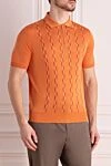 Cesare di Napoli Silk polo orange for men - Embossed pattern. 100% silk. Closure: Zipper. Country of manufacture: Italy. Care: specialized cleaning - photo 3