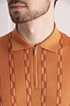 Cesare di Napoli Silk polo orange for men - Embossed pattern. 100% silk. Closure: Zipper. Country of manufacture: Italy. Care: specialized cleaning - photo 5