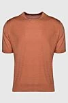 Cesare di Napoli Short sleeve jumper in silk orange for men - Textured pattern. Short sleeve. 100% silk. Country of manufacture: Italy. Care: specialized cleaning - photo 1