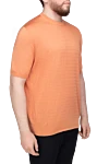 Cesare di Napoli Short sleeve jumper in silk orange for men - Textured pattern. Short sleeve. 100% silk. Country of manufacture: Italy. Care: specialized cleaning - photo 3