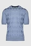 Cesare di Napoli Blue short sleeve silk jumper for men - Diamond pattern. Short sleeve. 100% silk. Country of manufacture: Italy. Care: specialized cleaning - photo 1