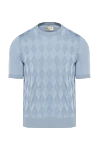 Cesare di Napoli Blue short sleeve silk jumper for men - Diamond pattern. Short sleeve. 100% silk. Country of manufacture: Italy. Care: specialized cleaning - photo 1