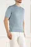 Cesare di Napoli Blue short sleeve silk jumper for men - Small pattern. Short sleeve. 100% silk. Country of manufacture: Italy. Care: specialized cleaning - photo 3