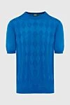 Cesare di Napoli Silk short sleeve jumper blue for men - Diamond pattern. Short sleeve. 100% silk. Country of manufacture: Italy. Care: specialized cleaning - photo 1