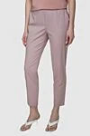 Rocco Ragni Pink cotton pants for women - two pockets. 97% cotton, 3% elastane. elastic belt. Country of manufacture: Italy. Care: specialized cleaning - photo 3