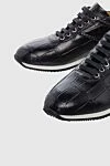 Tardini Black alligator leather sneakers for men - textured leather, contrast sole. alligator skin. lacing. height 2cm. Country of manufacture: Italy. Care: specialized cleaning - photo 5