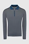 Svevo Polo with long sleeves made of wool gray for men - Contrast Collar. Long sleeve. 100% wool. Closure: Zipper. Country of manufacture: Italy. Care: specialized cleaning - photo 1