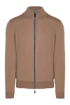 Svevo Men's cardigan made of cashmere and silk, brown - Contrast zipper. High collar. 80% cashmere, 20% silk. Zipper. Country of manufacture: Italy. Care: specialized cleaning - photo 1