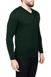 Svevo Green wool jumper for men - Neckline. 100% wool. Country of manufacture: Italy. Care: specialized cleaning - photo 3