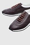 Cesare di Napoli Burgundy leather sneakers for men - perforation, contrast sole. leather interior. 100% leather. lacing. sole height 2cm. Country of manufacture: Italy. Care: specialized cleaning - photo 5