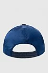 Cap made of silk and genuine leather blue for men Cesare di Napoli - Leather insert. Stock: 100% silk, 100% natural silk. Country of manufacture: Italy. Care: specialized cleaning - photo 4