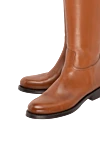 Prada Brown leather boots for women - Decoration: logo embossing, buckle. leather. Heel height: 2 cm. zipper. Country of manufacture: Italy. Care: specialized cleaning - photo 5