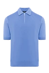 Cesare di Napoli Silk polo shirt light blue with textured monochrome pattern men's - Embossed pattern. 100% silk. Closure: Zipper. Country of manufacture: Italy. Care: specialized cleaning - photo 1