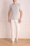 White cotton trousers for men Zilli - embroidery with contrasting thread. 98% cotton, 2% elastane. Closure: button, zipper. two side, two back pockets. Country of manufacture: Italy. Care: specialized cleaning - photo 2