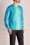 Zilli Blue silk and cotton jumper for men - Ombre effect. 50% silk, 50% cotton. Country of manufacture: Italy. Care: specialized cleaning - photo 3