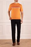 Cotton and silk short sleeve jumper orange for men Zilli - Contrasting pattern. Short sleeve. 60% silk, 40% cotton. Country of manufacture: Italy. Care: specialized cleaning - photo 2