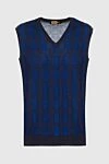 Zilli Men's cashmere and silk vest blue - Neckline, contrasting pattern. 60% cashmere, 40% silk. Country of manufacture: Italy. Care: specialized cleaning - photo 1