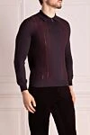 Zilli Long sleeve polo in silk and cashmere burgundy for men - Long sleeve. 60% cashmere, 40% silk. Closure: Zipper. Country of manufacture: Italy. Care: specialized cleaning - photo 3