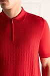 Zilli Cotton and silk polo red for men - Embossed pattern. 60% silk, 40% cotton. Closure: Zipper. Country of manufacture: Italy. Care: specialized cleaning - photo 5