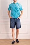 Zilli Light blue cotton polo shirt with gradient pattern for men - Fantasy pattern. 100% cotton. Closure: Zipper. Country of manufacture: Italy. Care: specialized cleaning - photo 3