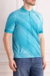 Light blue cotton polo shirt with gradient pattern for men Zilli - Fantasy pattern. 100% cotton. Closure: Zipper. Country of manufacture: Italy. Care: specialized cleaning - photo 4