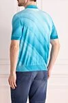 Zilli Light blue cotton polo shirt with gradient pattern for men - Fantasy pattern. 100% cotton. Closure: Zipper. Country of manufacture: Italy. Care: specialized cleaning - photo 5