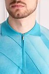 Light blue cotton polo shirt with gradient pattern for men Zilli - Fantasy pattern. 100% cotton. Closure: Zipper. Country of manufacture: Italy. Care: specialized cleaning - photo 6