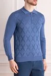 Zilli Silk and cashmere long sleeve polo blue for men - Embossed pattern. Long sleeve. 60% cashmere, 40% silk. Closure: Zipper. Country of manufacture: Italy. Care: specialized cleaning - photo 3