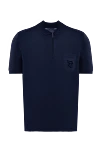 Zilli Dark blue cotton polo shirt with decorated chest pocket for men - Brand logo embroidery. 100% cotton. Closure: Zipper. Country of manufacture: Italy. Care: specialized cleaning - photo 1
