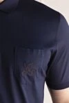 Zilli Dark blue cotton polo shirt with decorated chest pocket for men - Brand logo embroidery. 100% cotton. Closure: Zipper. Country of manufacture: Italy. Care: specialized cleaning - photo 5