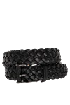 Cesare di Napoli Black leather belt for men - Braided leather. 100% leather. Size: Width 4cm. Buckle. Country of manufacture: Italy. Care: specialized cleaning - photo 1