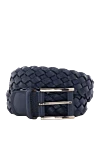 Cesare di Napoli Blue leather belt for men - Braided leather. 100% leather. Size: Width 4cm. Buckle. Country of manufacture: Italy. Care: specialized cleaning - photo 1