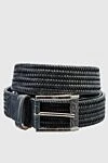 Cesare di Napoli Green leather belt for men - Braided leather. 100% leather. Size: Width 4cm. Buckle. Country of manufacture: Italy. Care: specialized cleaning - photo 1