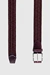 Cesare di Napoli Leather belt burgundy for men - Braided leather. 100% leather. Size: Width 4cm. Buckle. Country of manufacture: Italy. Care: specialized cleaning - photo 3