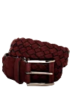 Cesare di Napoli Burgundy leather belt for men - Braided leather. 100% nubuck. Size: Width 4cm. Buckle. Country of manufacture: Italy. Care: specialized cleaning - photo 1