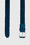 Cesare di Napoli Leather belt blue for men - Braided leather. 100% nubuck. Size: Width 4cm. Buckle. Country of manufacture: Italy. Care: specialized cleaning - photo 3