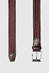 Cesare di Napoli Men's burgundy leather belt - Braided leather. 100% leather. Size: Width 4cm. Buckle. Country of manufacture: Italy. Care: specialized cleaning - photo 3