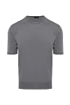 Cesare di Napoli Short sleeve jumper in silk and cotton gray for men - Short sleeve. 55% silk, 45% cotton. Country of manufacture: Italy. Care: specialized cleaning - photo 1