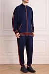 Stefano Ricci Костюм спортивний чоловічий з вовни та шовку синій - Контрастні вставки. 70% вовна, 30% шовк. Куліска, блискавка. Чотири бічні кишені. Країна виробник: Італія. Догляд: спеціалізоване чищення - фото 3