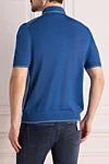 Deep blue silk polo shirt with a micro jacquard pattern Stefano Ricci - Contrasting inserts, textured pattern. 100% silk. Buttons. Country of manufacture: Italy. Care: specialized cleaning - photo 4