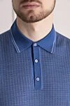 Stefano Ricci Deep blue silk polo shirt with a micro jacquard pattern - Contrasting inserts, textured pattern. 100% silk. Buttons. Country of manufacture: Italy. Care: specialized cleaning - photo 5