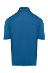 Deep blue silk polo shirt with a micro jacquard pattern Stefano Ricci - Contrasting inserts, textured pattern. 100% silk. Buttons. Country of manufacture: Italy. Care: specialized cleaning - photo 6