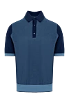 Stefano Ricci Поло из шерсти и шелка синее мужское - Контрастные вставки, фактурный узор. 70% шерсть, 30% шёлк. Пуговицы. Страна производитель: Италия. Уход: специализированная чистка - фото 1