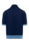 Поло из шерсти и шелка синее мужское Stefano Ricci - Контрастные вставки, фактурный узор. 70% шерсть, 30% шёлк. Пуговицы. Страна производитель: Италия. Уход: специализированная чистка - фото 6